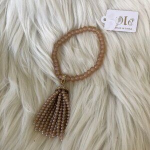 ole champagne crystal beads stretch tassel bracelet